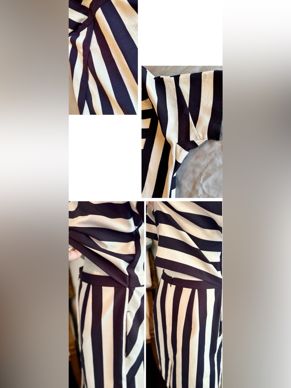 MARC JACOBS Scooter Navy Blue & White Striped Stretch Mini Dress w Split Back - Picture 15 of 16
